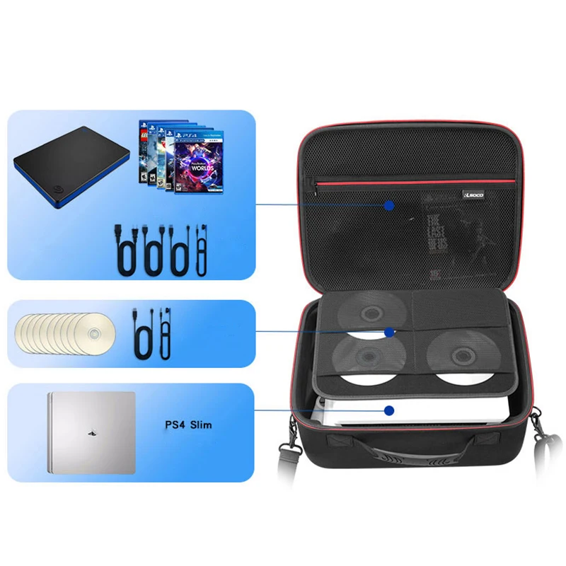 

Newest PS4 Slim EVA Hard Explosion-proof Bag Carrying Case Protective Handbag with Shoulder Strap for Sony Playstation 4 Slim