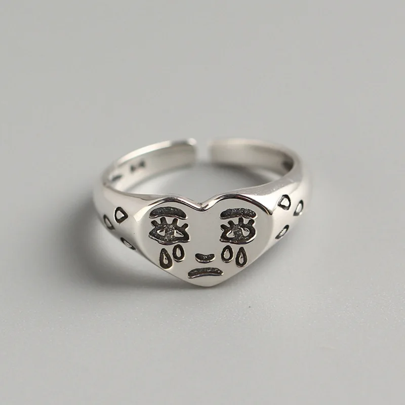 Creative Cry Face Rings for Women Trendy Female Opening Resizable Ring Jewelry Party Bar Night Club Punk Ring Gifts