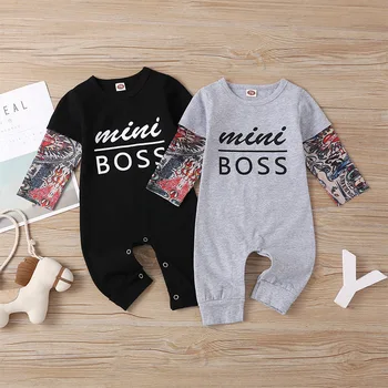 

2020 New Arrival Spring Fashion Newborn Infant Baby Boys Romper Tattoo Patchwork Toddler Overall Suit for Newborn Boys in stock