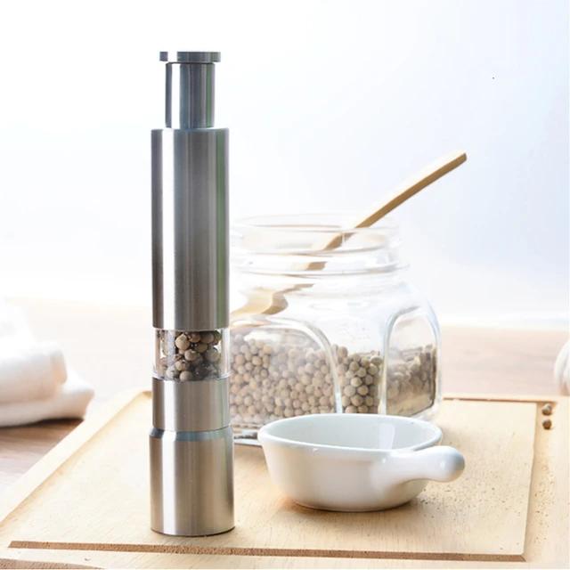  Modern Stainless Steel Push Button Salt and Pepper