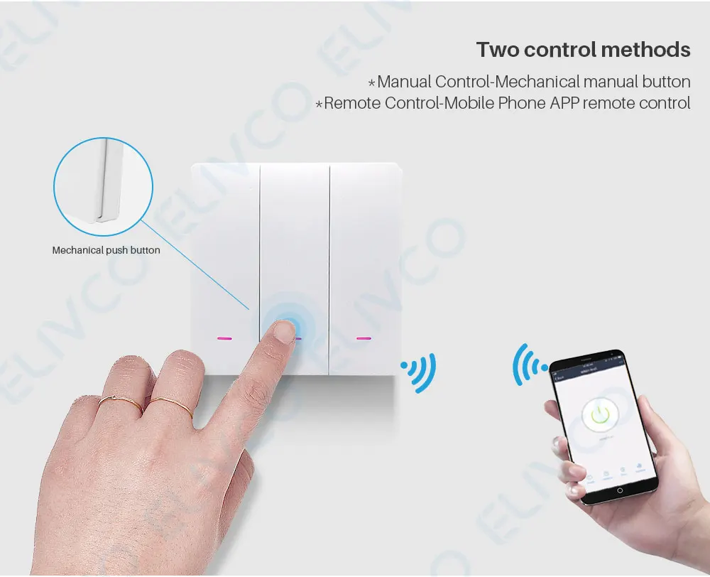 3Gang Tuya Smart Switch WiFi 220V Wall Push Button Switch APP Remote Control Sma