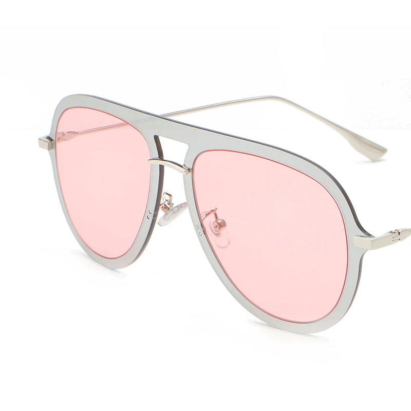 New Vintage Rimless Pilot Sunglasses Women Men Retro Fashion Sun Glasses Trendy Lady Luxury Brand Eyewear Men Silver Gray Shades - Цвет линз: C2 Silver Pink