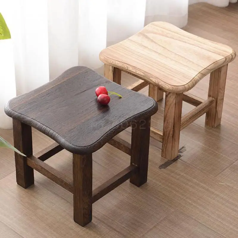 

Solid Wooden Stool Fashionable Creative Stool Adult Living Room Stool Low Stool Wooden Shoes Stool Square Stool Children