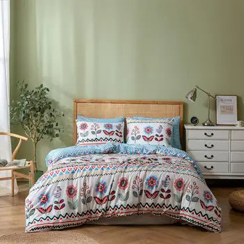 

Nordic Style 2/3pcs Set Bedclothes Guest Room Bed Linen Set Florals Adults Comforter Bed Duvet Set Pillowcas US King Bedding Set