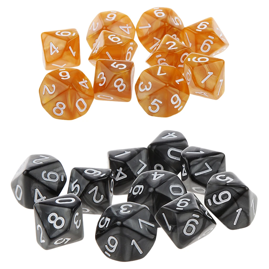 20x 22mm Ten Sided Dice D10 for Playing Dungeons D&D TRPG Roleplay Game Toys Party Gambling Dices Game Digital Dices
