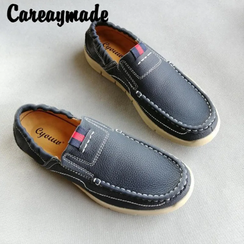 Мужская повседневная обувь Careaymade из воловьей кожи с эластичным ремешком удобные