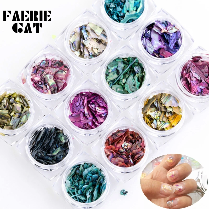 

12 Colors Irregular Shell DIY Nail Art Decorations Flake Slices Nail Gel Polish Varnish Sequins Abalone Shell Piece High Quality