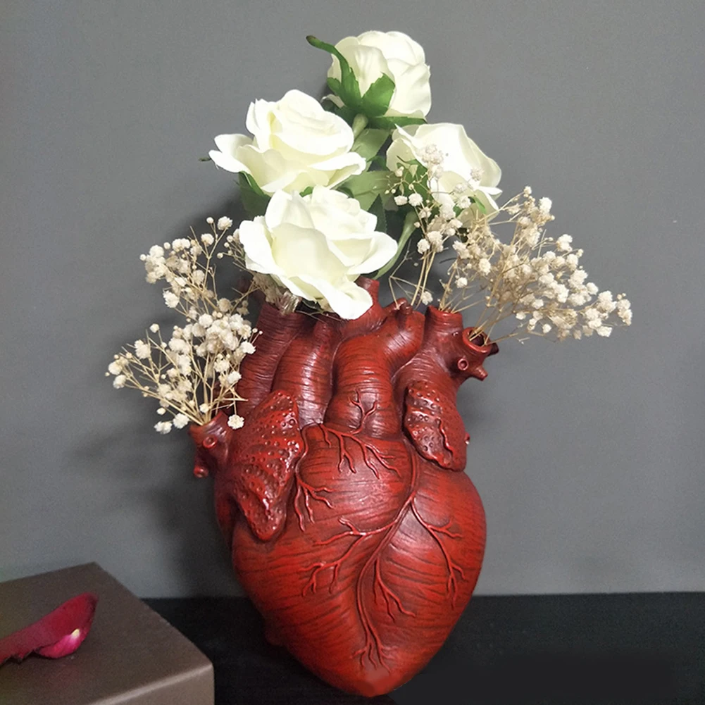 Anatomical Heart Vase Sculpture Desktop Plant Pot Living Room Arrangement for Home Decor Ornament Gifts | Дом и сад