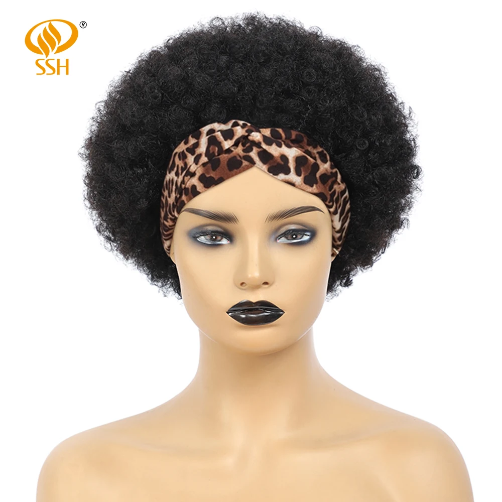 Cabelo Humano Remy Brasileiro, Envoltório de Turbante Afro, Lenço Kinky