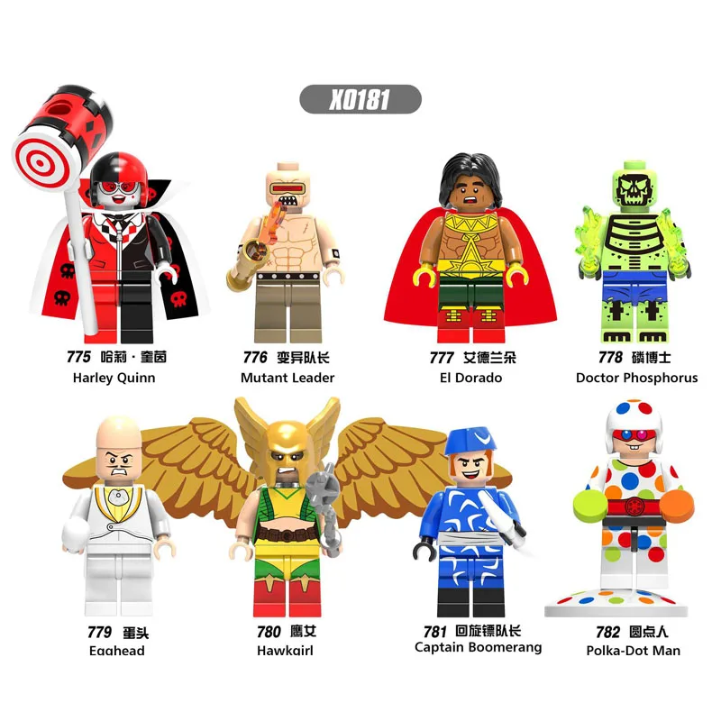 

Single Sale Model Building Blocks Super Heroes Hawkgril Captain Boomerang Pocka-Dot Man Bricks Figures Toys For Children X0181