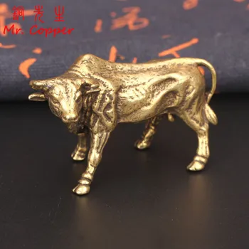 

Antique Copper Wall Street Bull Figurines Retro Brass Cattle Statue Feng Shui Ornament Desktop Decoration Home Decor Accessories