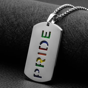 

Streetwear Accessories Stainless Steel Army Necklace For Women Collar Summer Jewelry 2020 New Rainbow Pride Pendant Necklaces