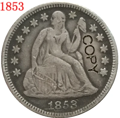 США 1853 P O десятицентовая монета с изображением сидящей свободы копия монет | Дом и