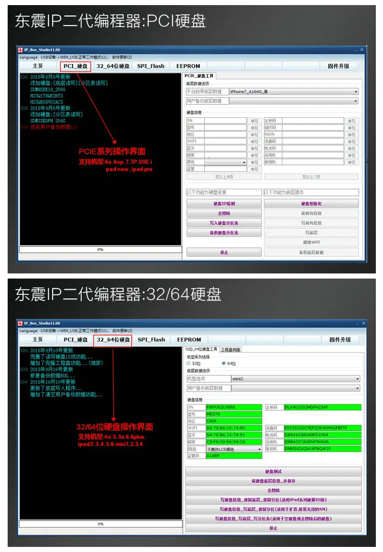 V2 IPBox 2th IP BOX NAND PCIE 2в1 высокоскоростное программирующее устройство с фоточувствительным ремонтным разъемом для iphone 6 6S 7 7plus