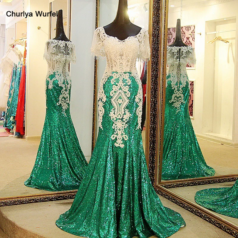 14784 49 De Réductionls40409 Robe De Soirée Longue Femme Brillant Vert Sirène Robe De Soirée Chérie Manches Courtes Corset Dos Longue Robe à