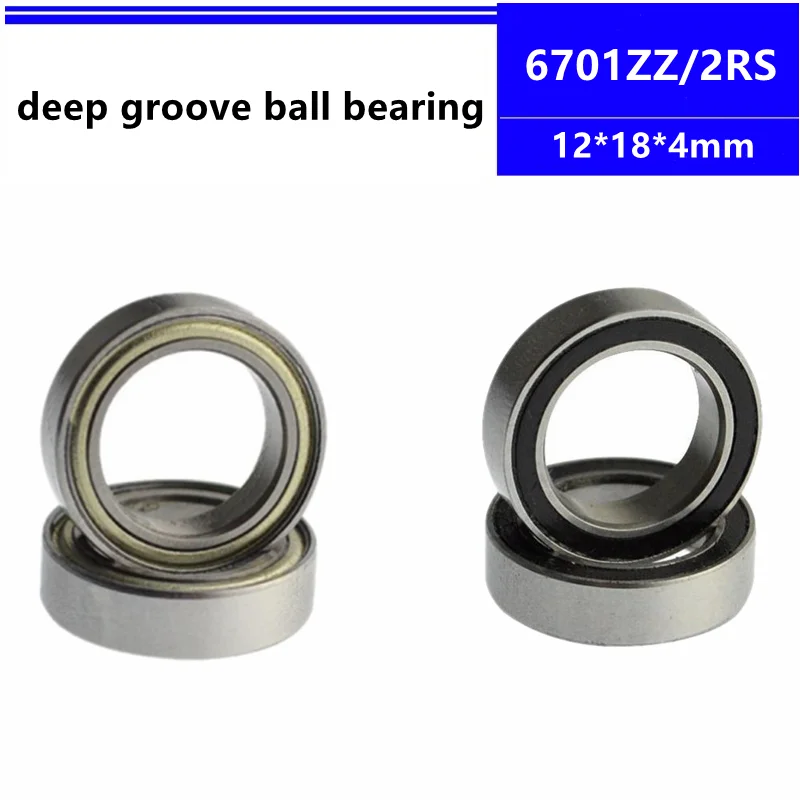 50 Stück 6701ZZ 6701-2RS 12 x 18 x 4 mm dünnwandiges Rillenkugellager 6701Z 6701-2Z 6701RS 6701 12 x 18 x 4 mm – Detail 1