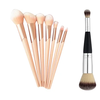 

1x Double-Head Makeup Brush Eye Shadow Brush & 7Pcs Rose Gold Handle Makeup Brushes Set Foundation Powder Blush