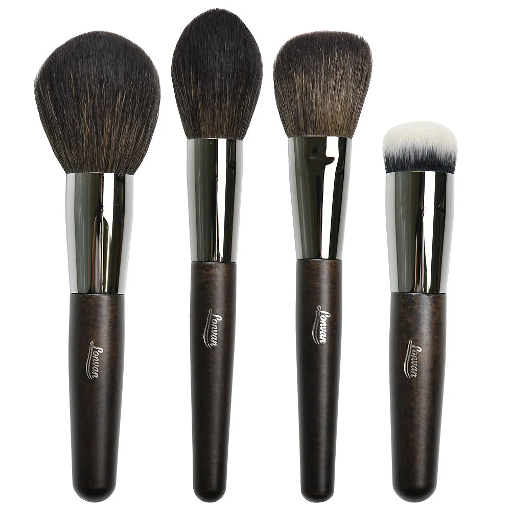 

High Quality Luxury GKS-04 Cosmetics Maple Wooden Handle Powder/Blusher/Highlight/Foundation/Eyeshadow Makeup Brushes 4PC/Set