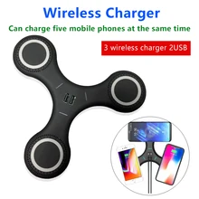 Многофункциональный тонкий мгновенно заряжать три Беспроводной зарядный передатчик гироскопа 5-в-1 Беспроводной Зарядное устройство мобильный Мощность для большой семьи