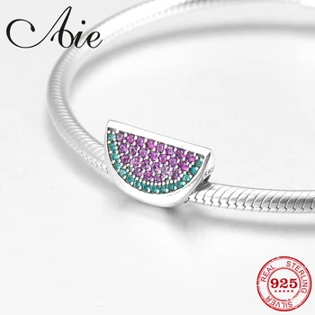 

Half a watermelon 925 Sterling Silver Sparkling Colorful CZ fine Beads Fit Original European Charm Bracelet Jewelry making