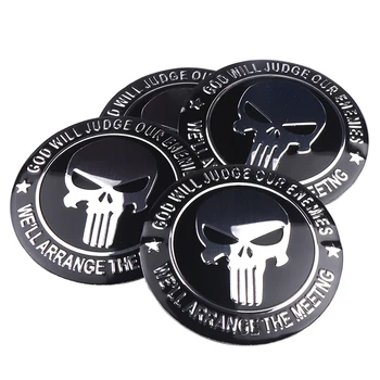 

4pcs 56mm Punisher Skull Logo Aluminum alloy Car wheel center hub caps Emblem Badge Sticker Car styling Decoration Accessories