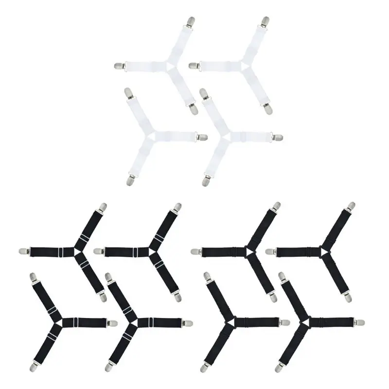 4 шт. Треугольники простыня зажимы 3-сторонний настраиваемый матрас держатель крепежа зажимы для подтяжек плечевой ремень