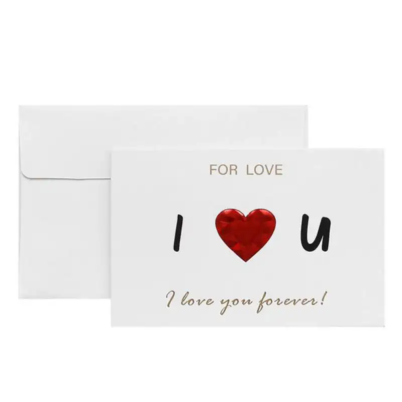  Romantic Solid Red Heart Greeting Card with Envelopes Valentine's Letter I Love You Forever Wedding - 4.00044E+12