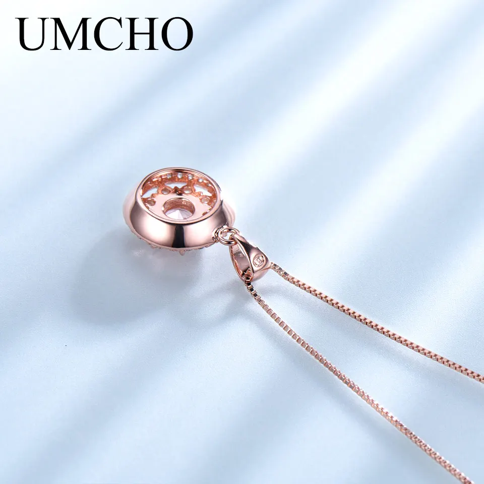 UMCHO 925 Серебряный кулон из морганита Цепочки и ожерелья драгоценных камней для девочек подарок ювелирные украшения