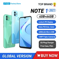 FIGI Note 1 2021 6.6 Inch Smartphone Android 9.0 Helio P25 Telephones Octa Core 4GB 64GB Mobile Phone 13MP Dual Camera Cellphone