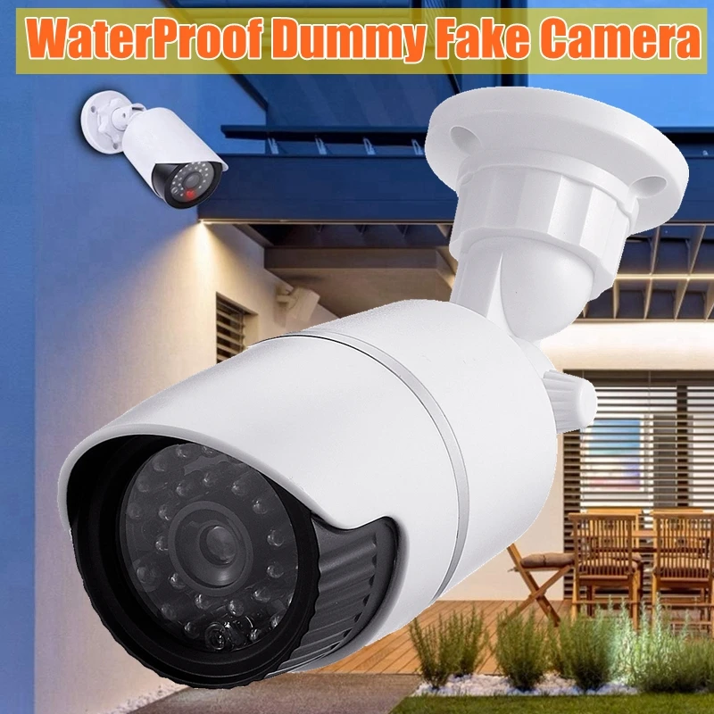 

2Pcs KCASA Fake Simulation Dummy Camera Waterproof Outdoor Indoor Home Security Bullet CCTV Surveillance with Flashing LED Light