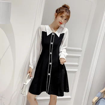 

Make Han Guoyuan single spot chiffon blouse dress female temperament fairy dress skirt buttons