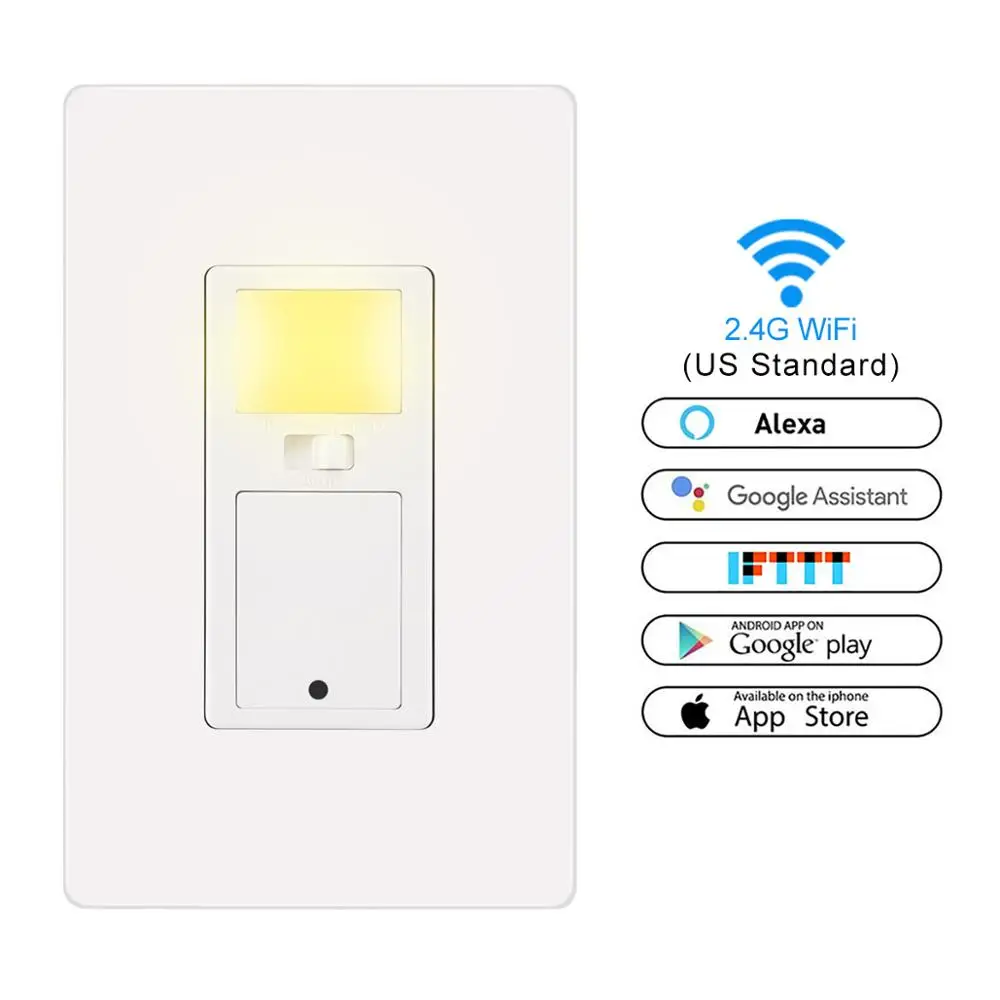 

Light Switch Wall Mount 10A US Plug Smart Switch Auto In-wall Phone Remote Control Compatible with Alexa Google Assistant IFTTT