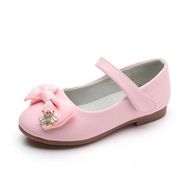 pink Weoneit/обувь принцессы для девочек; платье для свадебной вечеринки; детская обувь на плоской подошве с бантом для малышей; обувь для школьников; обувь для больших детей; CN 21-36 - Цвет: pink