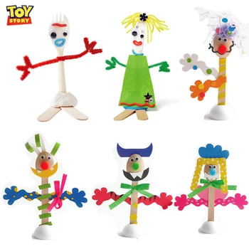 

Disney Pixar Toy Story 4 Forky DIY Toy fork Puzzle Craft Handmade Woody Buzz Lightyear Jessie fork Puzzle Action figure Model