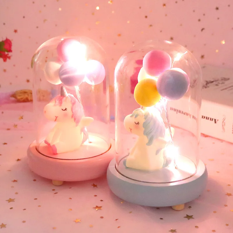 Смола милый светодиодный Единорог шар ночник животное прикроватная лампа детский день рождения Рождественский подарок для детей