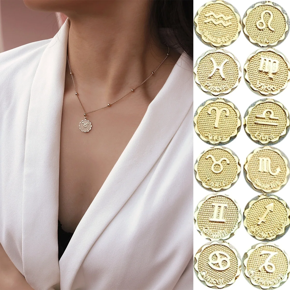 Новое 12 Созвездие ожерелье зодиака из нержавеющей стали колье с монетой ожерелье s модные подвески ювелирные изделия