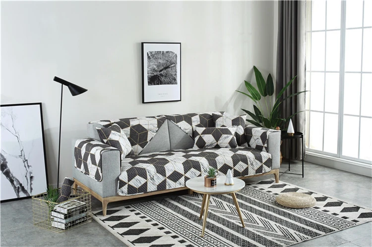 Modern Geometry Sofa Cover Living Room Sofa Slipcover Sectional Corner Couch Cover Slip Resistant Sofa Towel Home Decor Textile