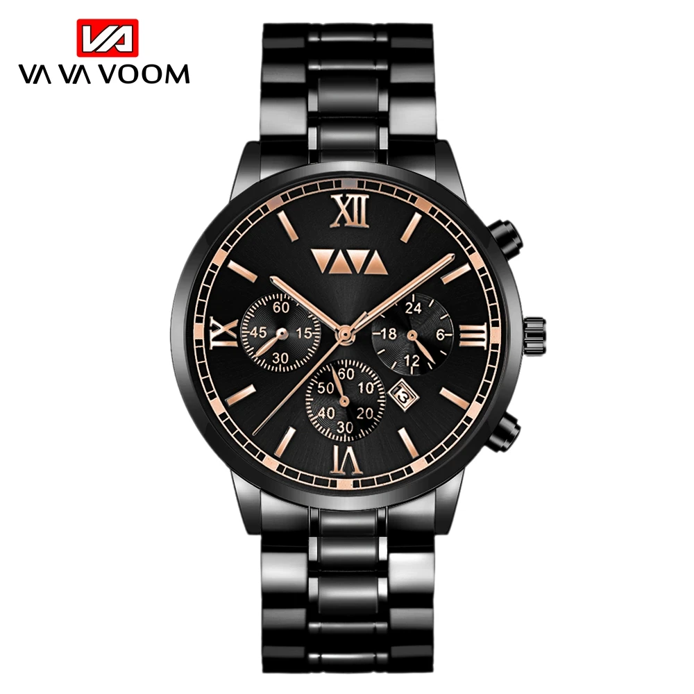 

VAVAVOOM Fashion Watch Men Casual Stainless Steel Quartz Watch Waterproof Wristwatch Brand Male Clock Relogio Masculino VA-2142