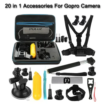 

20 in 1 Sport Action Camera Accessories Waterproof Outdoor Mount Screw Stickier Selfie Stick Set Kit For GoPro Sport Cam