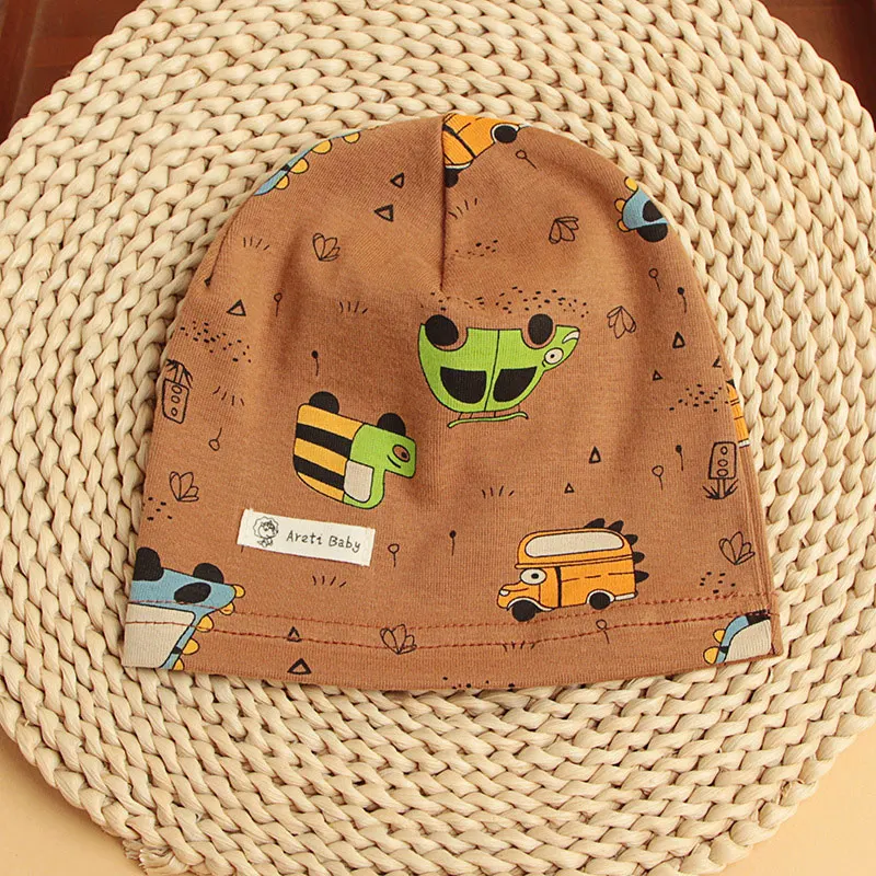 Spring Autumn Thin Baby Hat Beanie Children Girls Cartoon Animals Print Cotton Hats Newborn Kids Caps Baby Boy Beanies Bonnet 2