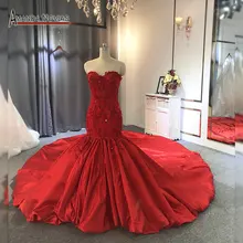 Strapless  sweetheart neckline red mermaid wedding dress