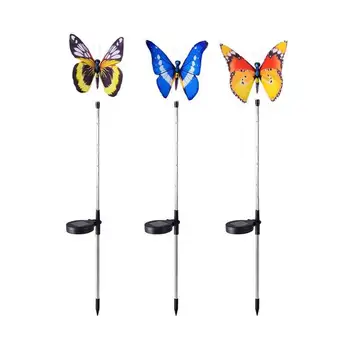 

Solar Garden Lights Outdoor Multi-Color Changing Led So 3 Pack Solar Stake Light With Fiber Optic Butterfly Decorative Lights