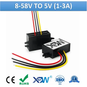 

XWST DC to DC 12v 24v 36v 48v 8-58V to 5V Platic Step Down Module 5v Buck Voltage Converter 1A 2A 3A Switched Power Supply