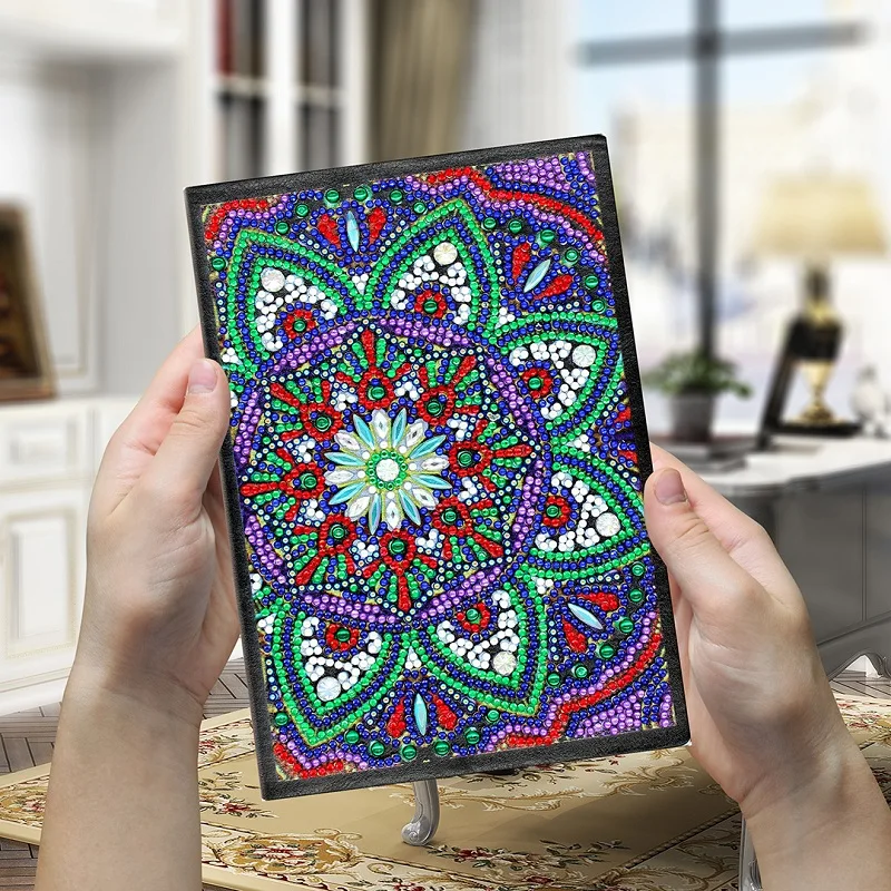 

A5 64 Pages DIY Diamond Notebook Mandala Diamond Painting Diary Book Special Shaped Diamond Shinny Beads Kids Gift NB02