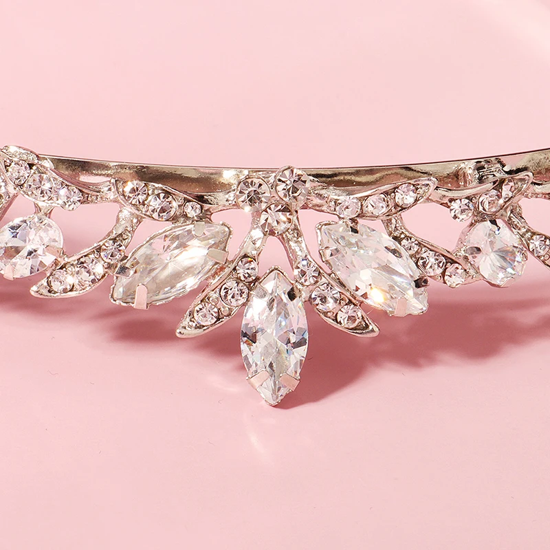 QYY Fashion Bridal Wedding Hair Jewelry Silver Color Crystal Crown and Tiara for Women Accessories Bride Headpiece Prom Gifts