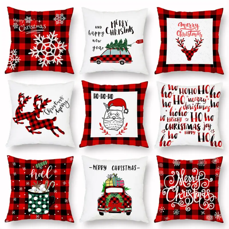 18x18" X-mas Christmas Pillow Case Sofa Car Cushion Cover Multi-color Cotton US 18x18" X-mas Christmas Pillow Case Sofa Car Cushion Cover Multi-color Cotton US