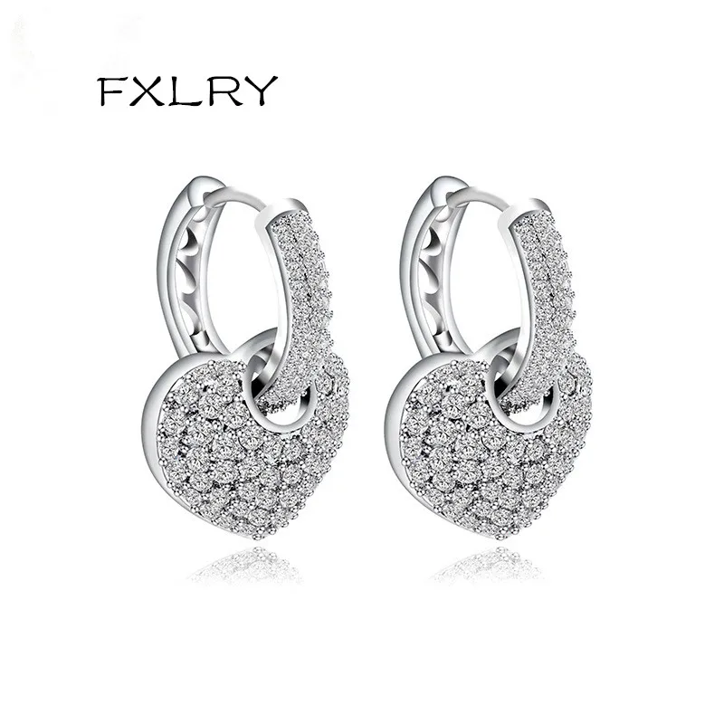 Женские серьги гвоздики в виде сердца с фианитом|heart stud earrings|fashion earringsstud earrings |