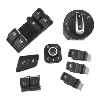

8Pcs Car Rearview Mirror Headlight Window Control Switch Knob Kit for Passat B6 Golf Jetta 5ND 959 855