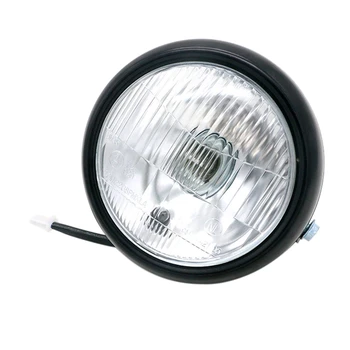 

New Motorcycle Black Metal Retro E4 Halogen Front Headlight for Honda Cg125 Gn125 Cafe Racer Bobber Custom Black+Silver