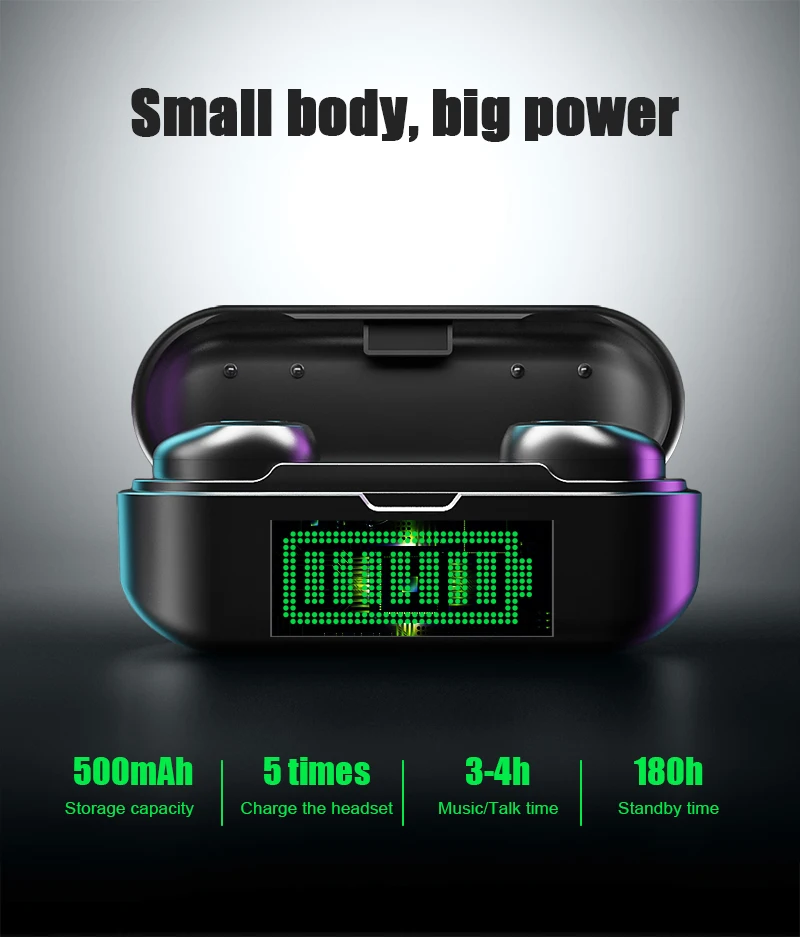 Bluetooth 5.0 Earphones True Wireless Headphone V11 TWS Waterproof Headset Stereo Sport Earbuds with Charging Box Mic HiFi Sound (4)
